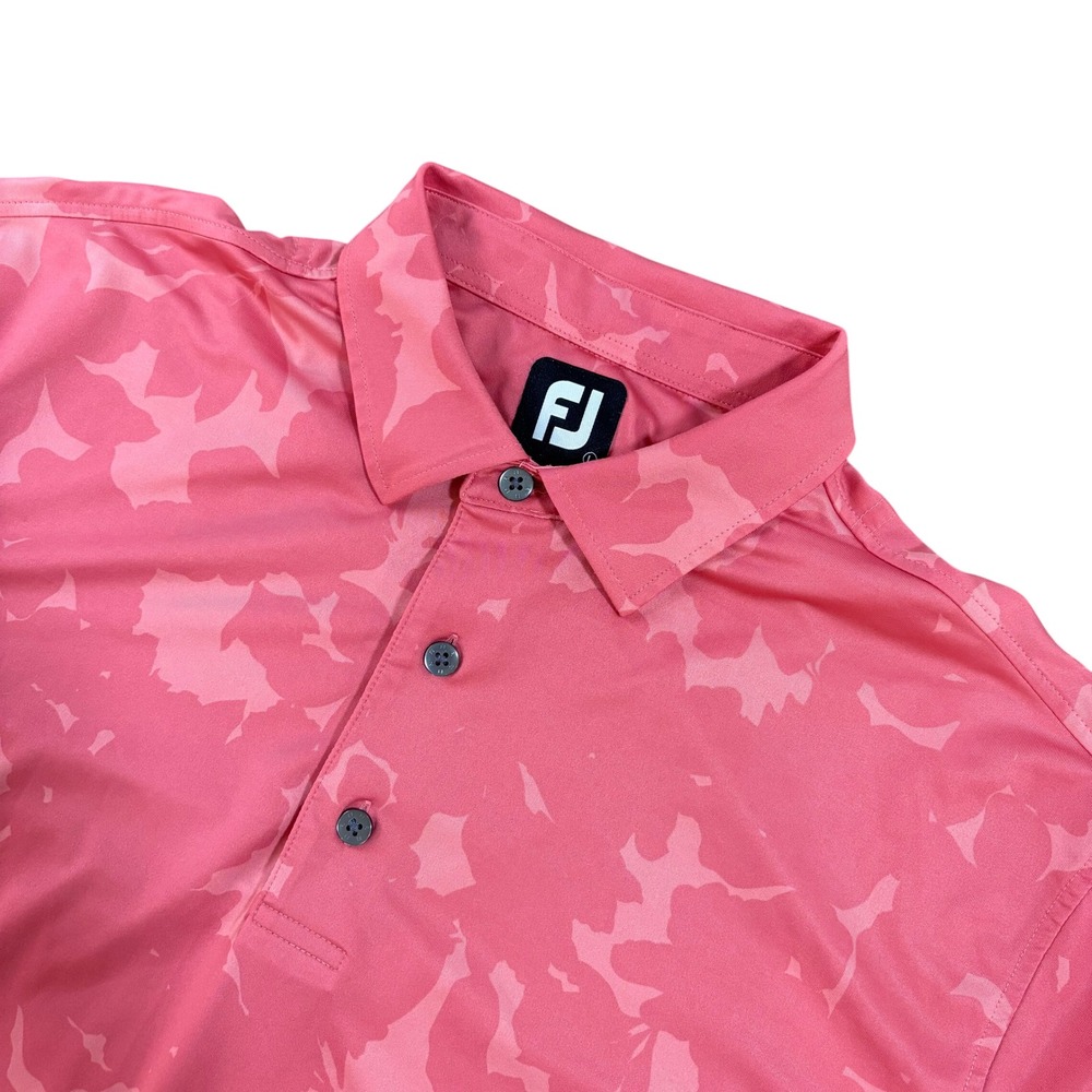FootJoy Mens Pink Camo Golf Polo Shirt Large Short Sleeve Performance‎ FJ Logo